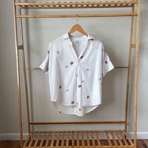 Madewell White Blouse with Floral Pattern